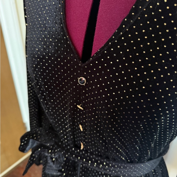Medium City Studio long sleeve black velvet dress with gold embellishments - Picture 2 of 7